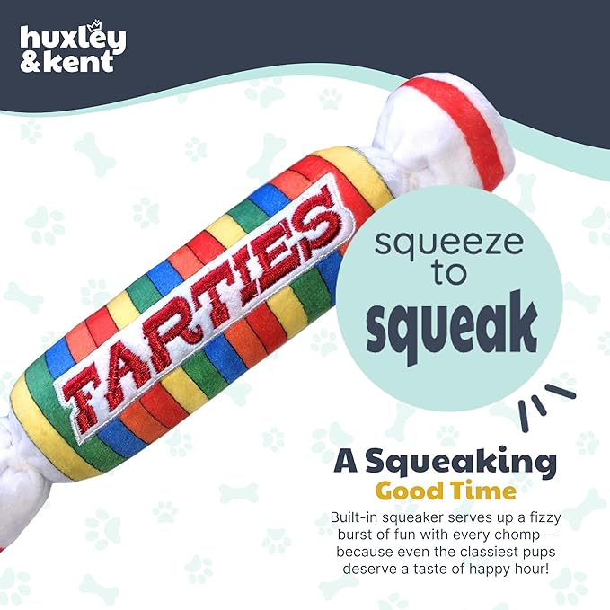 Huxley & Kent Funny Dog Toy w/Squeaker – Power Plush Squeaky Dog Toys for Small, Medium & Large Dogs – Soft Stuffed Animal for Indoor Play & Fetch - Farties, Small