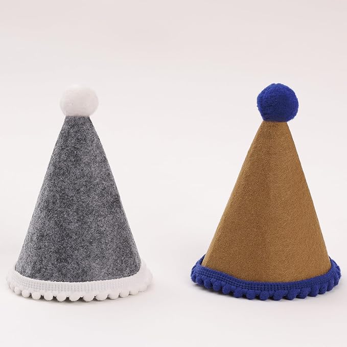 20 Pcs Dog Birthday Hat Set for Small Medium Dogs Cat Puppies, Mini Party Hat with Adjustable Headbands, Cute Pet Hat with Pompons for Birthday Christmas Party Decoration Accessories (Small 3.5 Inch)