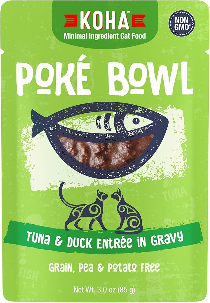 KOHA Poké Bowl Tuna & Duck Entree in Gravy for Cats, 12-Pack of 3oz Pouches