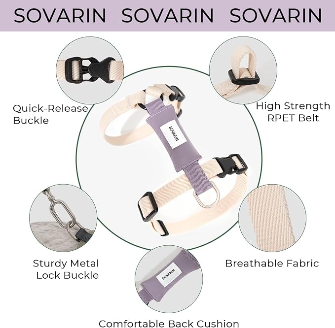 Cat Harness and Leash Set - Green Extra Lightweight Soft Kitten Harness Escape Proof, Adjustable Travel Pet Harness for Walking，Easy Control Comfortable Outdoor (Olive Green, One Size)