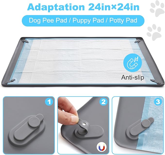 16in x 24in Dog Pee Pad Holder - Leak-Proof Non-Slip Indoor Tray, Fits Standard Puppy Pads, Ideal for Puppy Potty Training (S)