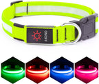 Vizpet LED Dog Collar, Light Up Dog Collar Adjustable USB Rechargeable Super Bright Safety Light Glowing Collars for Dogs(Large,Green)
