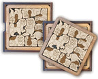 02 Cavalier King Charles Spaniel Dog Coaster - Cavalier Dog Puzzle Wooden Coaster Set - Interlocking Jigsaw Drink Mats with Laser-Cut Design for King Dog Lovers