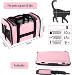 Cat Carrying Case - Pet Carrier Airline Approved, Protable and Breathable Pet Travel Carrier Removable Fleece Pad, Collapsible Cat Carrier Dog Carrier for Medium Cats Small Cats Dogs (Small, Pink)