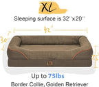 Orthopedic XL Large Dog Bed - Removable Bolster & Waterproof Washable Cover for Pet Big Dogs Bed Extra Large Dog Beds with Foam Support Non-Slip Bottom