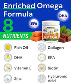 BARK&SPARK Advanced Omega-3 Collagen for Dogs - 180 Fish & Salmon Oil Treats for Dog Shedding, Skin Allergy Chews, Itch Relief, Hot Spots Treatment - Jointm Skin & Coat Supplement, EPA&DHA Fatty Acids