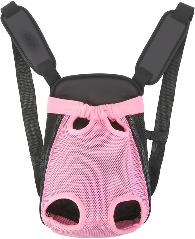 Inspack Dog Cat Backpack Carrier, Dog Carrier Adjustable for Small Medium Dogs, Pet Dog Front Chest Carriers Backpacks, Puppy Carrier Sling Backpack, Holder Papoose for Cat Body, L, Pink, 1PK