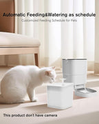 Automatic cat Feeder and Water Fountain,4L WiFi Dry Auto Pet Food and 2.2L Water Dispenser Set,Small Timed Self Feed Smart APP Feeding Stainless Steel Bowl(White)
