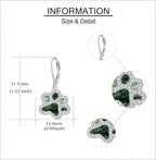 Paw Print Earrings Sterling Silver Leverback Dog Paw Earrings Puppy Paw Drop Dangle Earring for Women Girls