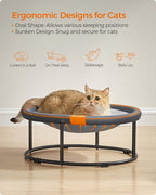 Feandrea Pet Bed, Cat Hammock, Elevated Cat Bed for Multiple Cats, with Removable Washable Mesh, for Pets up to 20 lb, Oval, Gray UPCB001G01