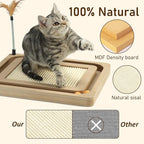 PEEKAB Cat Scratcher,Sisal Scratching Board with Track Ball Interactive Toy and Swing Feather Toys for Indoor Cats and Kittens,Large Heavy Durable