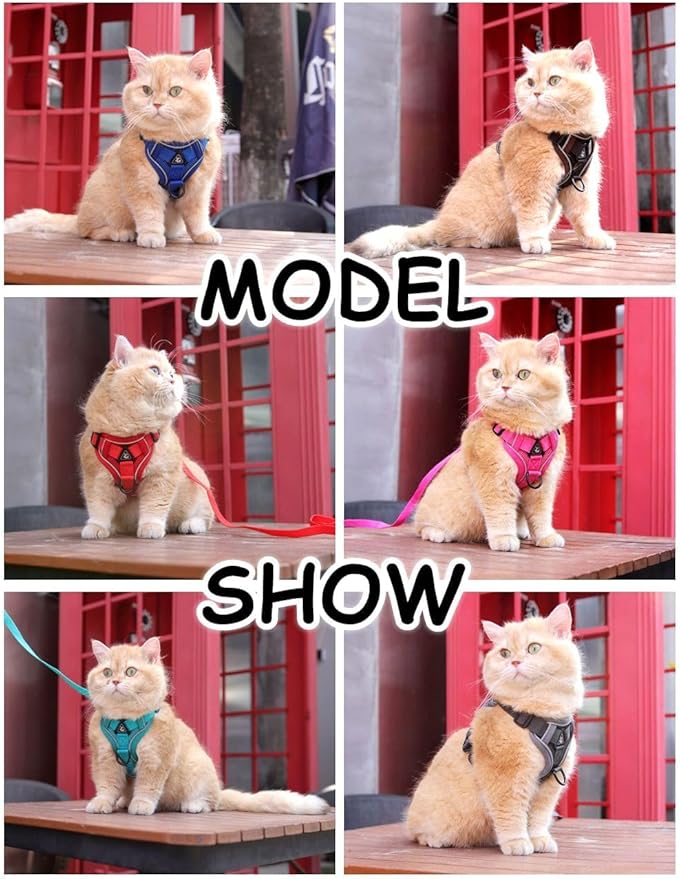 Vest Harness Leash Set for Small Dog Large Cat, Upgraded Escape Proof Adjustable Jacket with Lead for Puppy Fat Cat Outdoor Walking, Soft Breathable Mesh Coat with Reflective Strip (XL,Coffee Brown)