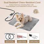 EHEYCIGA Heated Cat Bed Indoor, 6 Adjustable Temperature Dog Cat Heating Pad with Timer, Pet Heating Pad for Cats with Chew Resistant Cord, Waterproof Cat Heating Pad for Winter, 18"x16", Grey