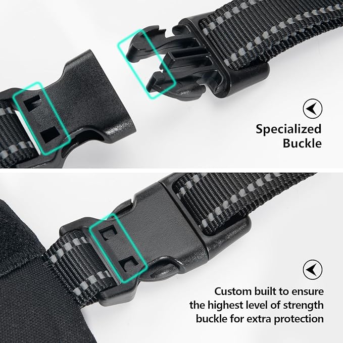 PHOEPET 2019 Upgraded No Pull Dog Harness, Reflective Adjustable Vest, with a Training Handle + 2 Metal Leash Hooks+ 3 Snap Buckles +4 Slide Buckles(XL, Black)