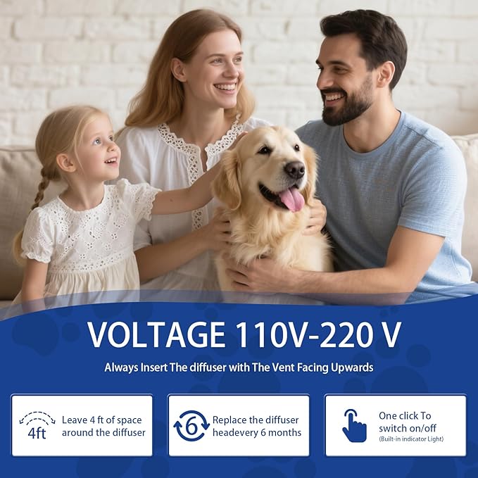 Dog Pheromone Calming Diffuser: Relaxing Pheromone for Dogs Relief Stress Anxiety Fighting Scratching Barking, Dog Calming Pheromone Diffuser Kit with 2 Plug in Diffuser+4 Refill 48ml (6in1)