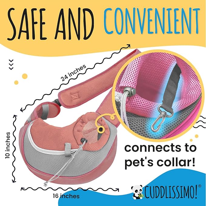 Pet Sling Carrier - Soft Front-Chest Holder Bag Pouch for Small Pets (Ideal for Dogs, Puppies & Cats 6–10 lbs) - Carefully Sized for Yorkie, Maltese, Chihuahua, Papillon Doggy -(Red-L)