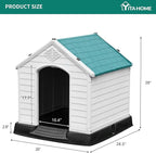 YITAHOME Large Plastic Dog House Outdoor Indoor Doghouse Puppy Shelter Water Resistant Easy Assembly Sturdy Dog Kennel with Air Vents and Elevated Floor