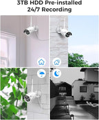 [16CH Expandable] Hiseeu Home Security System, 2.4G/5G Wireless WiFi Pro, 4K NVR with 12" LCD Monitor, 5MP Corded Electric Powered Outdoor Bullet Cameras, 24/7 Recording, 3TB HDD, Night Vision, IP65