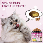 Natural Skin and Coat Support for Cats - Crunchy & Creamy Chews with Omega 3, Biotin & Vitamin E for Healthy Skin, Shiny Fur, Cat Supplements & Vitamins -Chicken（500 Chews