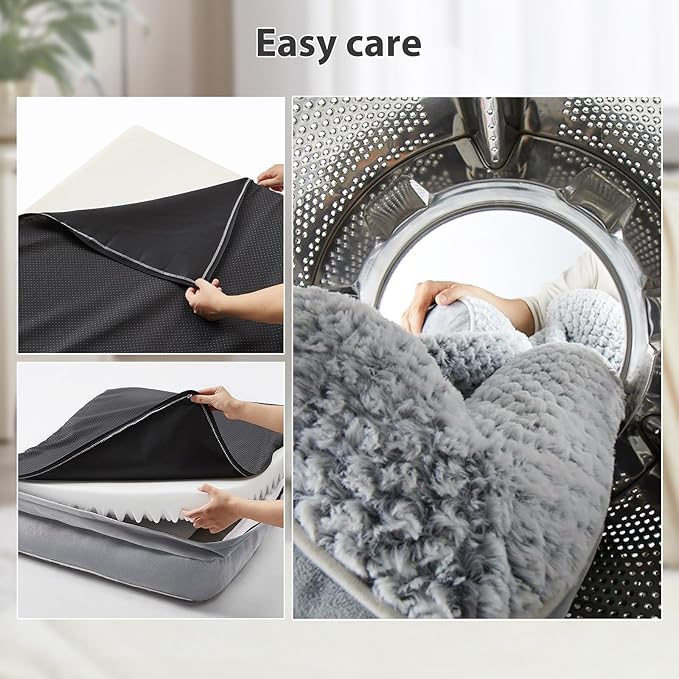 Orthopedic Dog Bed for Large Dogs, Egg Crate Foam Bed for Large Dogs, Equipped with Removable Waterproof Pillow Cover and Anti-Slip Bottom, Pet Bed