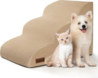 3-Step Dog Ramp and Stairs for Sofa and Chair - Non-Slip Sturdy Pet Steps for Small Dogs and Cats,15.7" H,Khaki