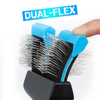 Dual Flex Slicker Brush Dog Brush, Gentle Grooming Tool for Sensitive Dogs & Cats - Ideal for Long Hair, Removes Undercoat, Tangles, and Knots