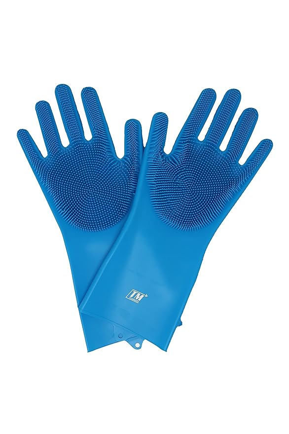Pet Grooming Gloves - Hair Removal, Massage, and Bathing Shampoo Gloves in Blue