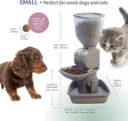 Automatic Dog & Cat Food Feeder with Water Dispenser – Smart Pet Feeder with Portion Control, OLED Display, Anti Jam Design, Battery Operated Dispenser for Small Pets - Taupe