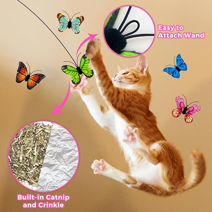 Catnip Toys for Cat, Crinkle Toys for Indoor Cats,2 Pack Cute Butterfly Toys for Cats &Kitty& Kitten