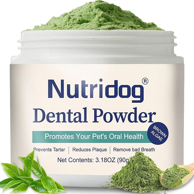 Dog Dental Powder with Probiotics & Brown Algae – Advanced Plaque Remover for Dogs, Teeth Cleaning Formula to Reduce Tartar & Freshen Breath, 90g Pet Dental Care Supplement (90, Grams)