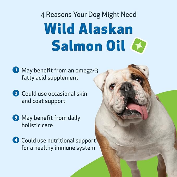 Pet Wellbeing Wild Alaskan Salmon Oil for Dogs - Wild-Caught, Cold-Processed, Daily Omega-3 Fish Oil for Healthy Coat and Skin, Joint Mobility and Strength - EPA, DHA - 16 fl oz (473 ml)