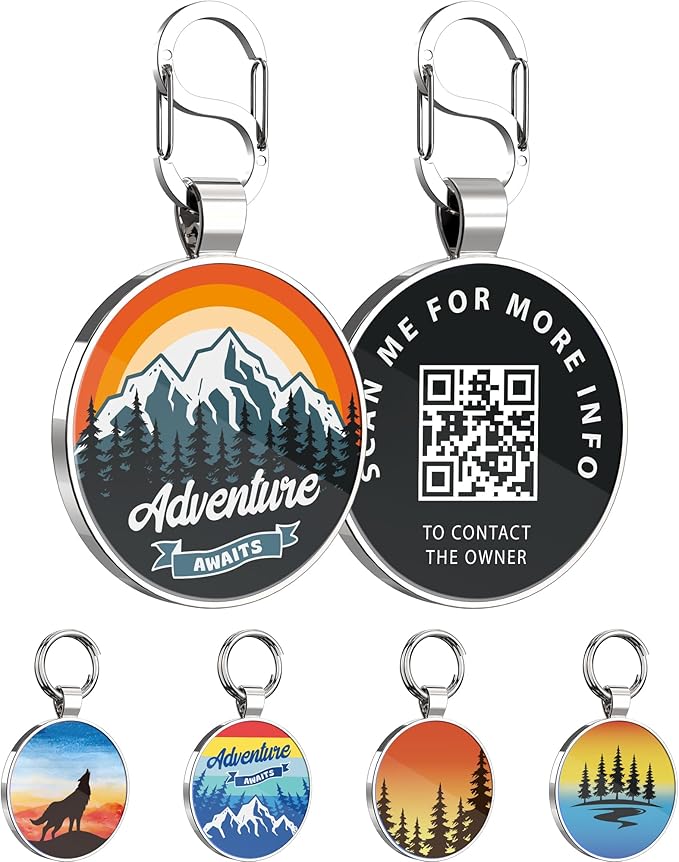 QR Dog Tags Personalized for Pets Custom Dog Tags Dog Name Tag QR Code Pet Tags Smart Pet ID Tags Free Online & Scan QR Receive Instant Pet Location Alert Email