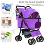 3 in 1 Pet Dog Stroller for Small Medium Dogs 10-50 lbs, Foldable Cat-Strollers for 2-Cats with Removable Carrier, Pet-Strollers for Cats with Storage Bag, Small Puppy-Stroller, Dog-Cart (Pink)