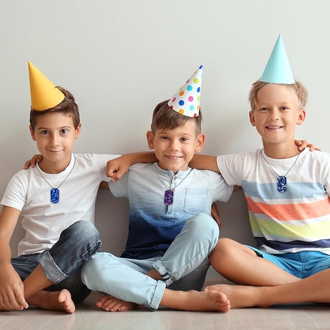 Saintrygo 48 Pcs Camouflage Dog Tags Military Acrylic Army Dog Tags Party Favors Camo Party Favors Include 24 Camo Necklaces with 24 Beaded Chains for Kids Men Women(Dark Colors)