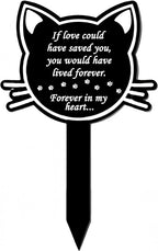 12 inch Metal Cat Memorial Grave Markers for Cats Cemetery Headstones Decorations Grave Pets Cemetery Headstones Ornaments Markers Headstone Pet Stake Graveside Sign Black Sympathy Garden Stake Decor