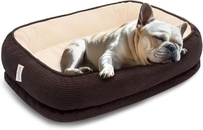 Miguel Orthopedic Dog Bed for Medium Small Dogs, Memory Foam Pet Bed Washable Removable Cover, Calming Puppy Bed with Sides, Dog Couch Comfort Sofa, Egg Foam Support, Non-Slip Bottom, Brown 24 inches