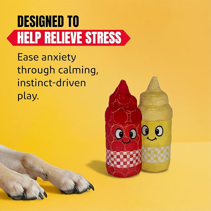 Bite Force Dog Toy - Drizzle & Dollop Squeaky Dog Toy Kevlar-Reinforced for Aggressive Chewers- red and Yellow.