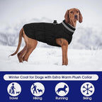 FUAMEY Dog Coat for Medium Dogs,Waterproof Dog Winter Jacket with Harness Built in Puppy Cold Weather Coats Reflective Pet Vest with Zipper Warm Fleece Dogs Snowsuit Windproof Solid Black M