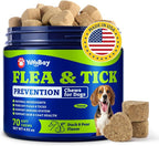 Flea and Tick Prevention for Dogs Chewable - 70 Soft Chews, Duck & Pear Flavor - Dog Flea and Tick Treatment Chewable, Natural Defense- Dog Immune Support Supplement
