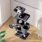 MoNiBloom Cat Tree, 58 Inch Cat Tree Tower with 2 Cat Condo, Cat Tower with Scratching Post, Cat Climbing Tower with 3 Hammock, Cat Tree for Indoor Cats, Somky Grey