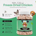 Freeze-Dried Chicken Treats for Cats & Dogs – 100% Human Grade, Single Ingredient, High-Protein, Healthy Snack – No Additives or Preservatives – 3.5oz - Inspected & Tested in USA