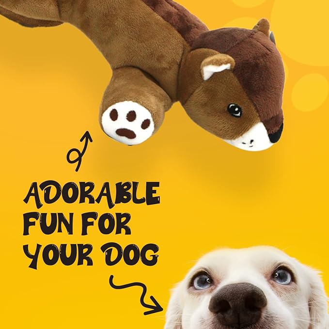 Dog Dog Big Fat Squirrel Plush Chew Toy Stuffed Animal with Squeaker and Smooth Fur and Durable Fabric with Fluffy Tail Surprised Look for Dogs, Kids and Animals