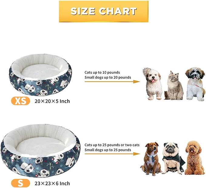 Circular Calming Dog & Cat Bed Anti-Anxiety Plush Dog Bed Washable Pet Bed with Anti Slip Backing Donut Cuddler with Cute Jacquard Patterns for Cat and Small Puppy 20" (X-Small, Beijing Opera)