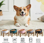 Black Elevated/Raised 15°Tilted Anti Slip Ceramic Dog Bowl for Medium & Large Breeds,Slanted Bulldog Big Face Pet Feeding Food Water Dish Stand for Dogs (7.6 Cups/60OZ)