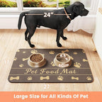 Pet Feeding Mat-Absorbent Pet Placemat for Food and Water Bowl, with Waterproof Rubber Backing, Quick Dry Water Dispenser Mat for Dog and Cat (12"x20", Brown)