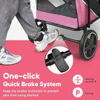 Petbobi Dog Stroller for Medium Dogs - Easy Fold Dual Entry Pet Stroller with One-Foot Brake, All Terrain Wagon Cart with Large Air Mesh, Ideal for Large Senior Pets up to 80 lbs, Pink