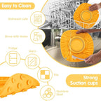 Lick Mat for Small Dogs and Cats with Suction Cups, Silicone Slow Feeder Lick Pad with Collapsible Bowl for Anxiety Relief, Pet Puzzle Treat Mat for Bathing Grooming Trimming (Yellow)