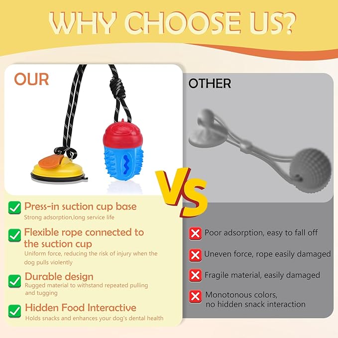 Interactive Dog Toys Tug of War,Dog Puzzle Toy Squeaky for Medium Large Breed Mental Stimulation,Indestructible Food Dispensing Dog Toy to Keep Busy,Red Yellow,Red Blue