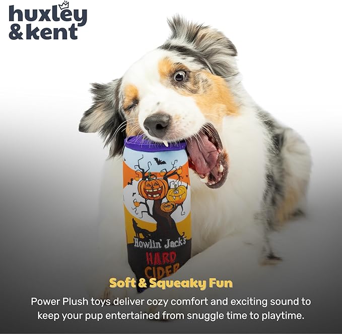 Huxley & Kent Halloween Funny Dog Toy w/Squeaker – Power Plush Squeaky Dog Toys for Small, Medium & Large Dogs – Soft Stuffed Animal for Indoor Play & Fetch - Howlin' Jacks Hard Cider, One Size