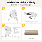 Dog Bed Medium Size Dog, Flat Pet Beds with Removable Washable Cover, Pet Mat Cute Crate Bed Thick Shredded Chopped Crate Foam & Anti Slip Bottom for Indoor, 29"x21"x3" Beige